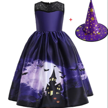 Halloween Princess Dress Halloween Printed Mesh