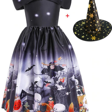Halloween Princess Dress Halloween Printed Mesh