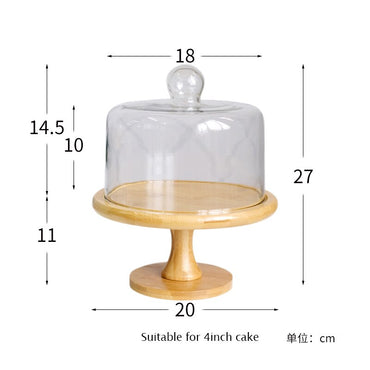 Wood Plateau Dessert Display With Glass Cover