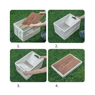 Camping Folding Box With Wooden Lid