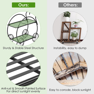 Heavy Duty Metal Flower Cart Plant Stand