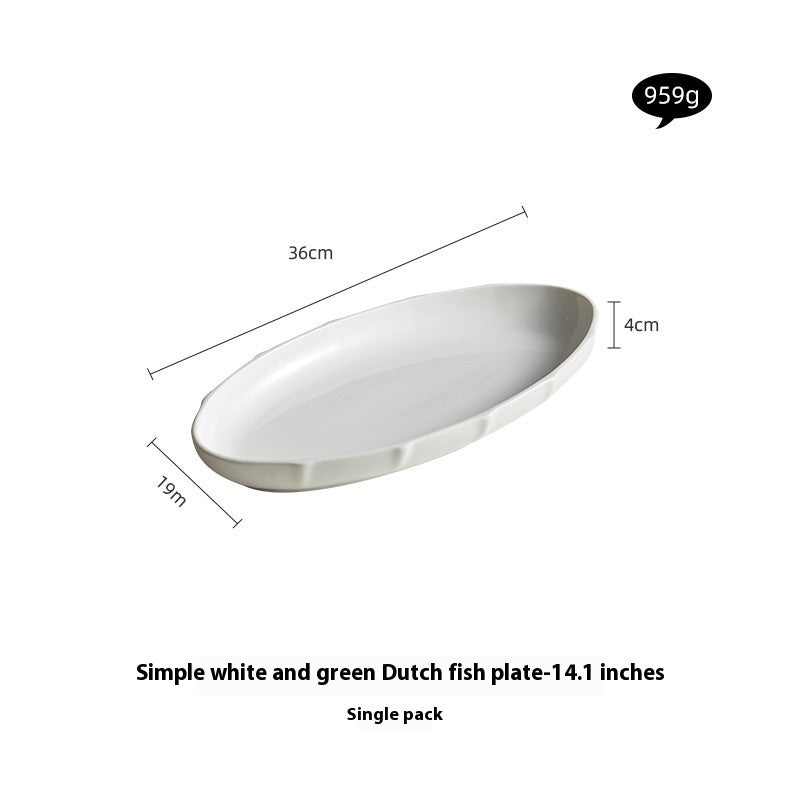 Household Steamed Fish Plate Good-looking Large Exquisite Japanese Style Dinner Plate