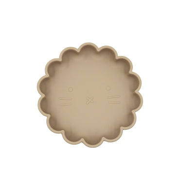 Baby Cute Lion Silicone Wooden Handle Fork Spoon Dinner Plate