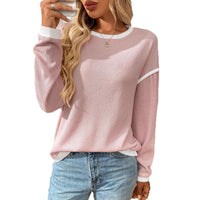 Women's Round Neck Imitation Sweater Long Sleeve Loose Multicolor Top