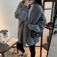 Women's Korean Style Puff Sleeve Solid Color Sweater Drop-shoulder Coat