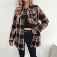 Women's Casual Plaid Composite Plush Warm Jacket