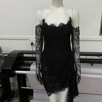 Fashionable Oversleeve Tube Top Lace Fashion Party Dinner Dress