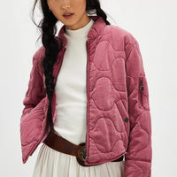 Women's Casual Quilted Cotton Jacket Loose Stand Collar Coat