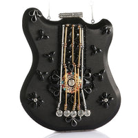 New Trend Violin Shaped Dinner Bag Bead Embroidery