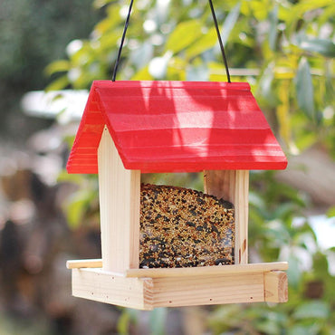 Suspended rain-proof field dispenser feeder