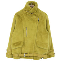 Women's coat leather buckle fur coat women