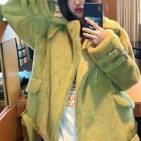 Women's coat leather buckle fur coat women