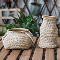 Woven pocket pottery flower pot