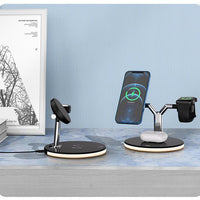 Compatible with Apple, 3 In 1 Magnetic Wireless Charger 15W Fast Charging Station For Magsafe Chargers