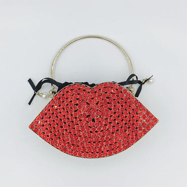 Lip Bag Metal Diamond-studded Handbag Dinner Bag