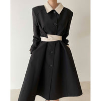 Retro Patchwork Trench Coat And Overcoat Coat