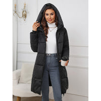 Women's Hooded Cotton-padded Jacket, Mid-length, Slim-fitting, Warm Cotton-padded Jacket