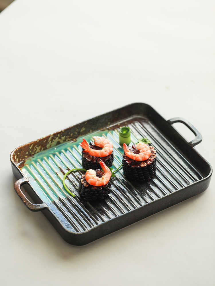 Household Baking Tray Binaural Porcelain Dinner Plate