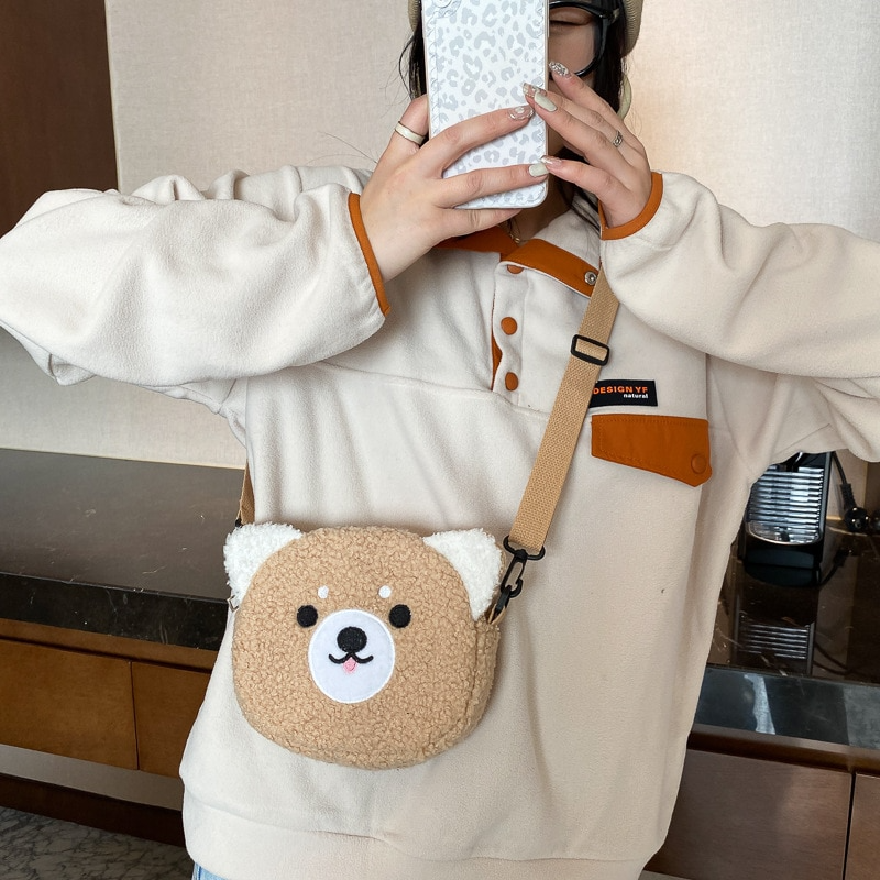 Cartoon Plush Crossbody Bag