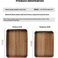 Black Walnut Rectangular Wooden Tray Coffee Simple Dinner Plate Hotel Household