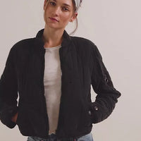 Women's Casual Quilted Cotton Jacket Loose Stand Collar Coat