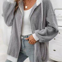 Women's Casual Multicolor Double-sided Plush Zipper Plush Coat