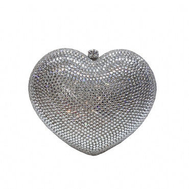 Red Peach Heart-shaped Diamond Dinner Bag