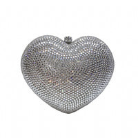 Red Peach Heart-shaped Diamond Dinner Bag