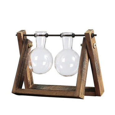 Rustic Plant Terrarium with Wooden Stand