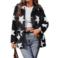 Women's Printed Double-sided Plush Casual Button Plush Coat