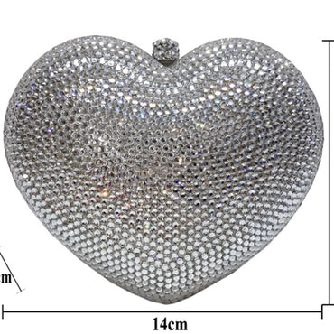 Red Peach Heart-shaped Diamond Dinner Bag