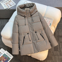 Women's Mid-length Hooded Cotton Coat, Thickened And Slim-fitting Cotton Jacket, High-end Coat