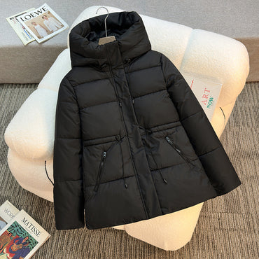 Women's Mid-length Hooded Cotton Coat, Thickened And Slim-fitting Cotton Jacket, High-end Coat