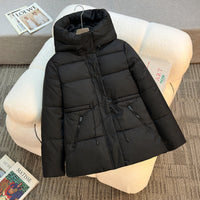 Women's Mid-length Hooded Cotton Coat, Thickened And Slim-fitting Cotton Jacket, High-end Coat