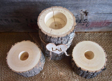 Wooden Candlesticks With Romantic Dinner Tabletop Ornaments