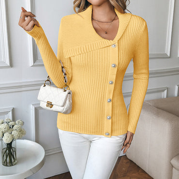 Asymmetric V-neck Slim Fit Sweater Women