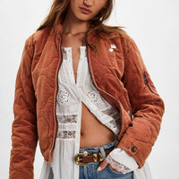 Women's Casual Quilted Cotton Jacket Loose Stand Collar Coat