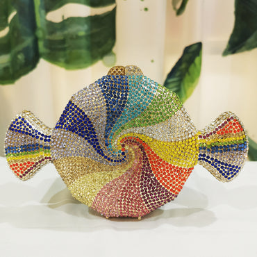 Diamond-studded Candy Design Rhinestone Chain Female Bag