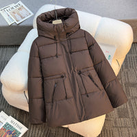 Women's Mid-length Hooded Cotton Coat, Thickened And Slim-fitting Cotton Jacket, High-end Coat