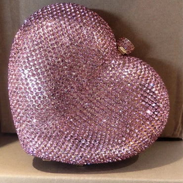 Hand Holding Heart-shaped Diamond Dinner Bag