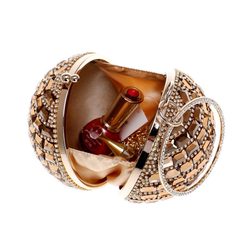 New Style Diamond Handbag Ladies Spherical Dinner Bag