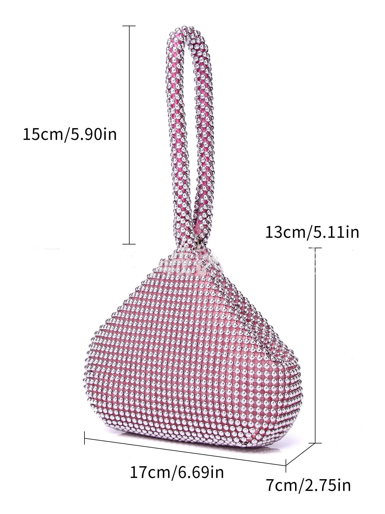 Diamond Triangle Rhinestone Round Dinner Bag