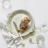 Retro Embossing Dinner Plate Ceramic Tableware
