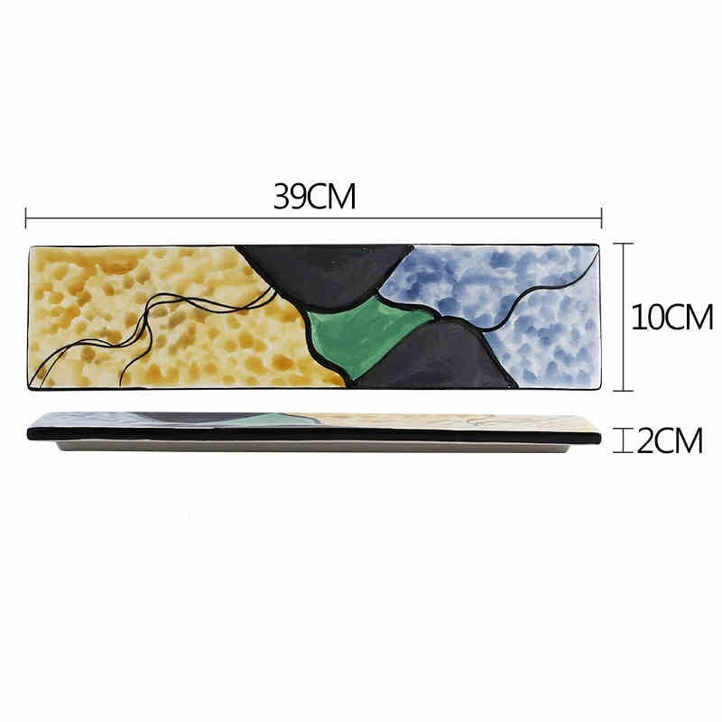 Hand-painted Long Sushi Ceramic Dinner Plate