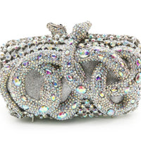 Python Diamond-studded Dinner Bag Magnetic Clasp Chain Clutch