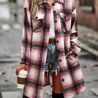 Vintage Plaid Long Cardigan Shirt Jacket