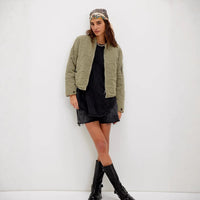 Women's Casual Quilted Cotton Jacket Loose Stand Collar Coat