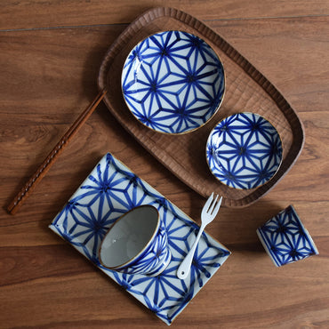 Household Hemp Leaf Pattern Ceramic Dinner Plate