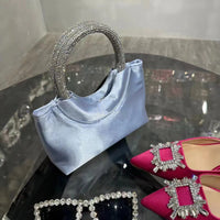Women's Silk Satin Dinner Rhinestone Tote Special-interest Design