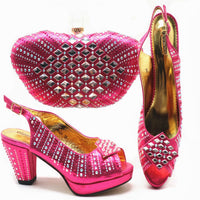 Party Dinner Rhinestone Bag Short Heel Fish Mouth Shoes